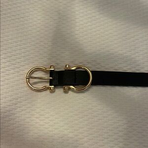 BP Black and Gold Leather Belt with Classic Buckle